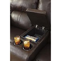 Loveseat with Center Storage Console and Cup Holders