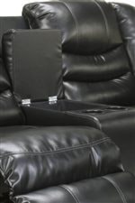 Double Reclining Loveseat Features a Console with Storage and Two Cup Holders