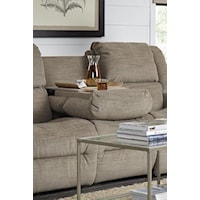Sofa Includes Center Drop-Down Storage Unit with Tray Table, Cupholders, and Concealed Storage