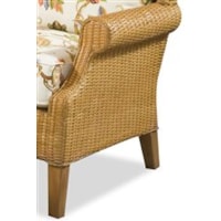 Rolled Wicker Arms and Tapered Wood Legs