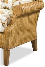 Rolled Wicker Arms and Tapered Wood Legs