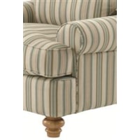 Low Set, Round Arms Blend with Elegant Exposed Wood Feet