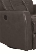 Rounded Track Arms and Simple Exterior Button to Control Recline