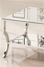 Mirrored Shelf, Shiny Chrome Frame, and Clear Tempered Table Top