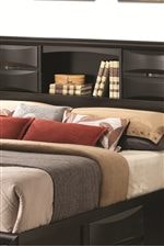 Bookshelf Headboard with Sliding Cabinet Doors