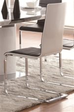 Tall Seat Backs and Curved Chrome Legs on Dining Chair