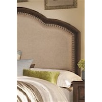 White Colored Upholstered Headboard with Nail Head Trim
