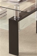 High Gloss Metal Legs and Floating Table Top
