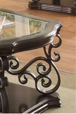 Insert Tempered Glass Tops and Ornate Metal Scrollwork