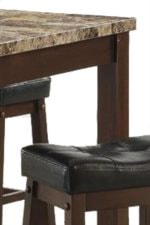 Brown Marble Look Tabletop and Plush Black Upholstered Stool Seats