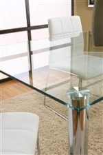 Rectangular Clear Glass Table with Chrome Legs