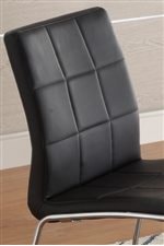 Checkered Design and Curvature of the Back on Black Side Chair