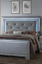 Diamond Tufted Headboard and Beveled Mirror Accents