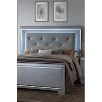 Diamond Tufted Headboard and Beveled Mirror Accents