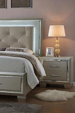 Mirror Trim and Sutle Mood Lighting on Upholstered Headboard