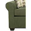 Smooth Pulled Upholstery with Rounded Arms and Exposed Wood Legs Creates Casual Style with a Soft and Homey Look
