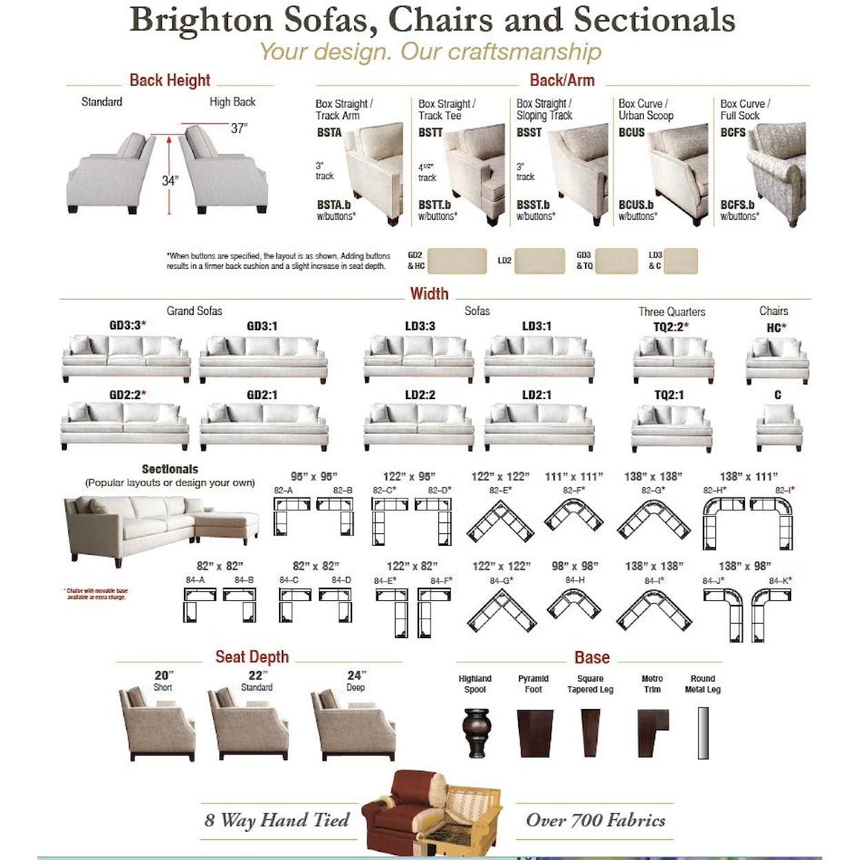 Hallagan Furniture Brighton Customizable Button Back Sofa
