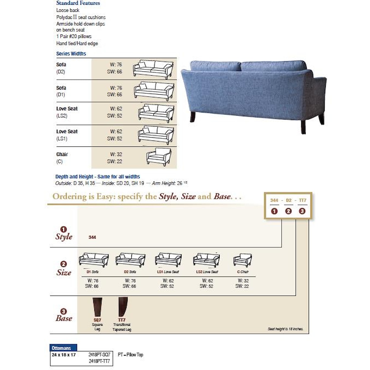 Hallagan Furniture Cambridge Cusotmizable Condo Sofa