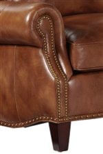 Rolled Arms with Nailhead Trim and Tapered Wood Feet
