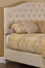 Curved Headboard with Tufted Accents and Warm Beige Color