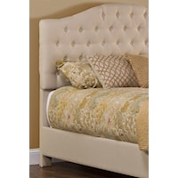 Curved Headboard with Tufted Accents and Warm Beige Color