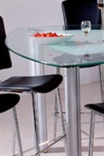 Triangular Glass Table Top with Rounded Corners and Pencil Edge