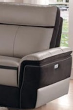 Top Grain Leather with Dark Fabric and Power Recline Mechanism