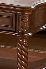 Wheat Sheaf Corner Detail with Spiral Turned Leg