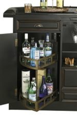 A Quarter Round Lazy Susan with 2 Fixed Shelves for Liquor Storage