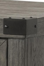 Metal Accents and Natural Wood Grain of the Veneers