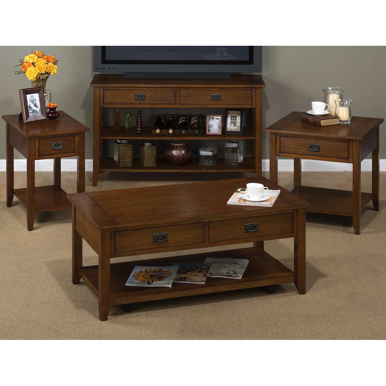 Jofran Mission Oak Occasional Table Group