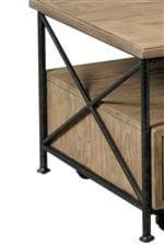 Cast iron stretchers and X accents add a modern industrial touch on select pieces