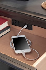 Features like built-in outlets add modern convenience