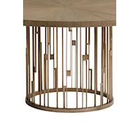 Adding Contemporary Character to the Relaxed Wood Finish Are Select Pieces with Burnished Silver Leaf Bases