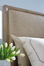 The Bedroom Centerpiece Features a Durable and Beautiful Headboard Upholstered in Basket-Woven Faux Leather