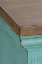 Turquoise Finish Meets with Worn Wood Tone Top