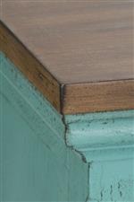 Turquoise Finish Meets with Worn Wood Tone Top