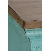 Turquoise Finish Meets with Worn Wood Tone Top