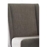 Chair back fully upholstered in gray linen