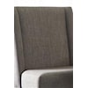 Chair back fully upholstered in gray linen