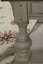 Cocktail table leg with pewter nail head corner accents