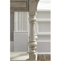 Sofa table leg with pewter nail head accents