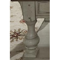 Cocktail table leg with pewter nail head corner accents