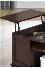 Wedge Cocktail Table Features Two Sided Lift Tops