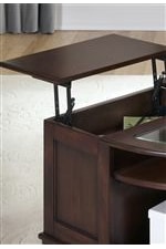 Wedge Cocktail Table Features Two Sided Lift Tops