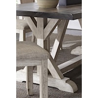 Trestle table x base and top with weathered gray finish