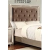Adding to the Glamour of The Silver and Mirrored Finish is a Bed Centerpiece with Button-Tufted Faux Leather 