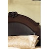 Arched Headboard with Carved Motif & Faux Leather Upholstery