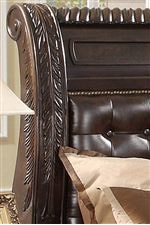 The Headboard Carries Upholstered Padding and Nailhead Trimming