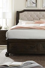 Diamond Tufted Upholstered Headboard and Footboard Drawers